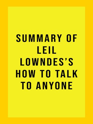 cover image of Summary of Leil Lowndes's How to Talk to Anyone